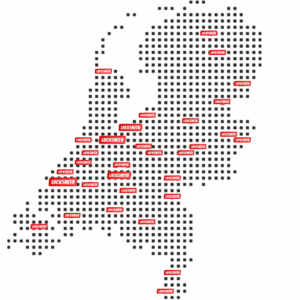 Kaart van Nederland met het werkgebied van Locksmith: onze monteurs komen overal op locatie