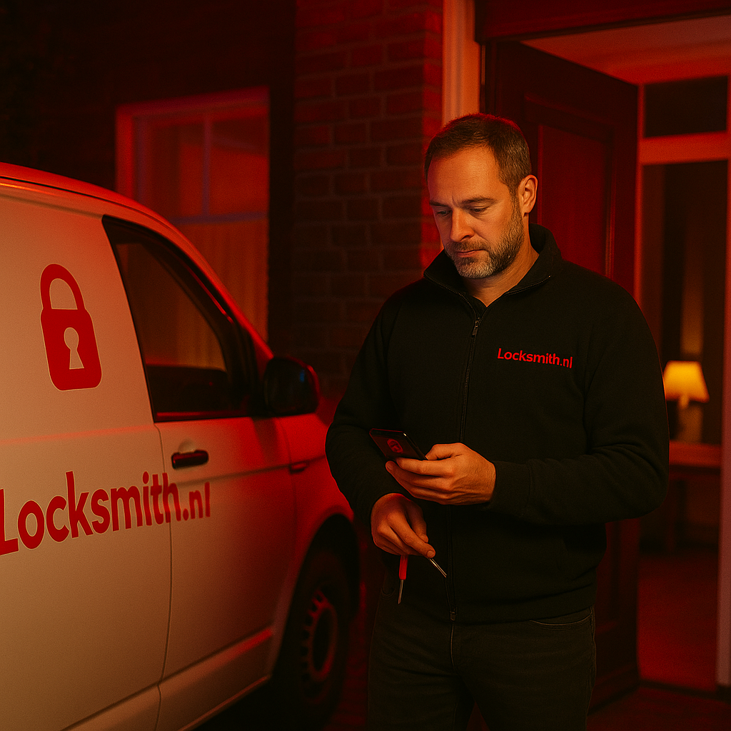 Slotenmaker van Locksmith.nl opent 's nachts een voordeur