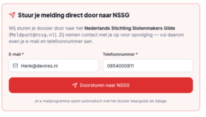 Formulier om melding naar NSSG te sturen