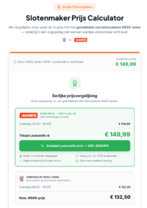 Slotenmaker prijs calculator met eerlijke prijsvergelijking