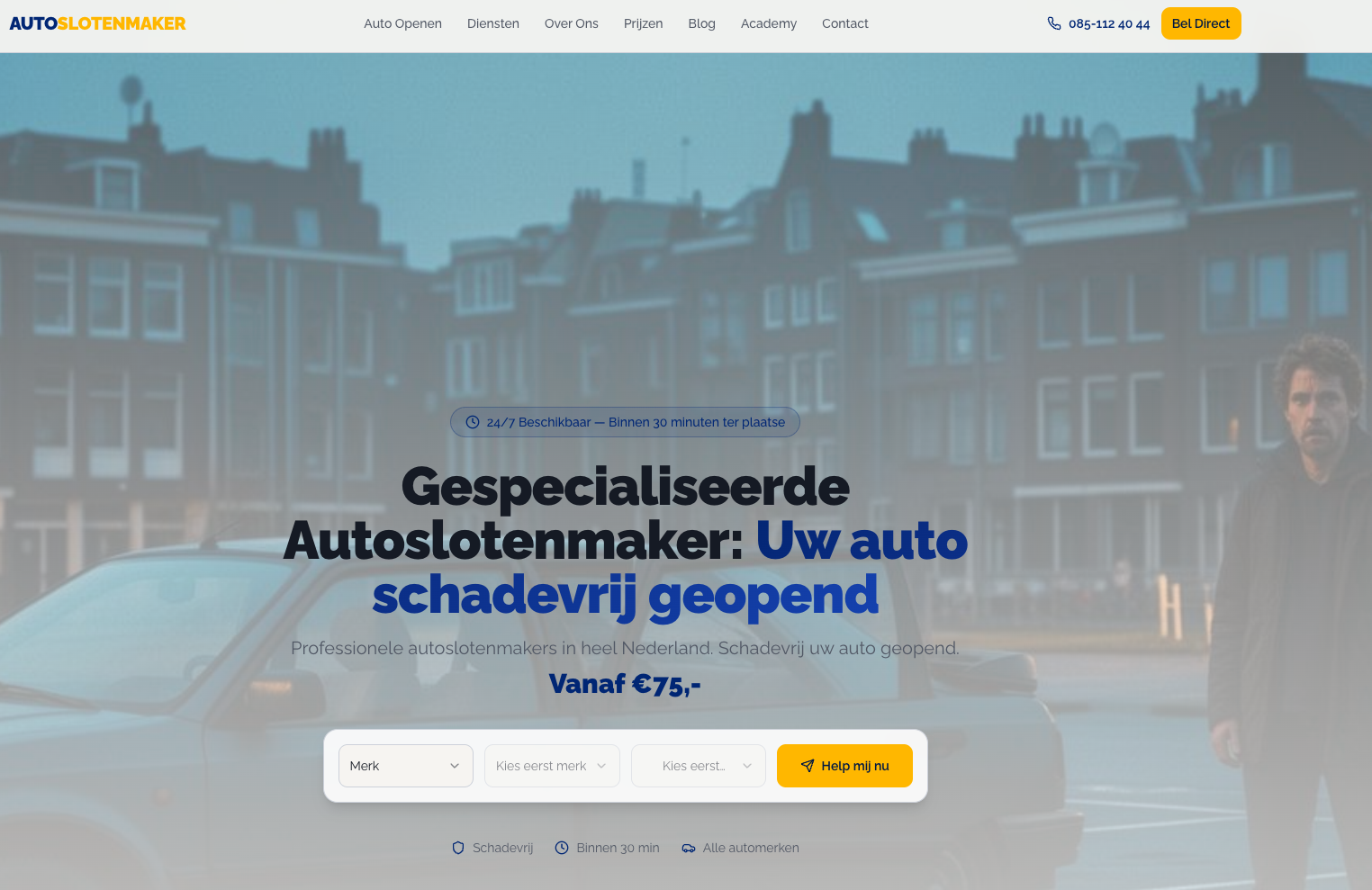 Autoslotenmaker opent auto in Nederlandse stad